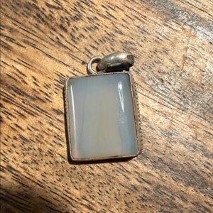 This is a sterling silver  Rectangular Stone Pendant